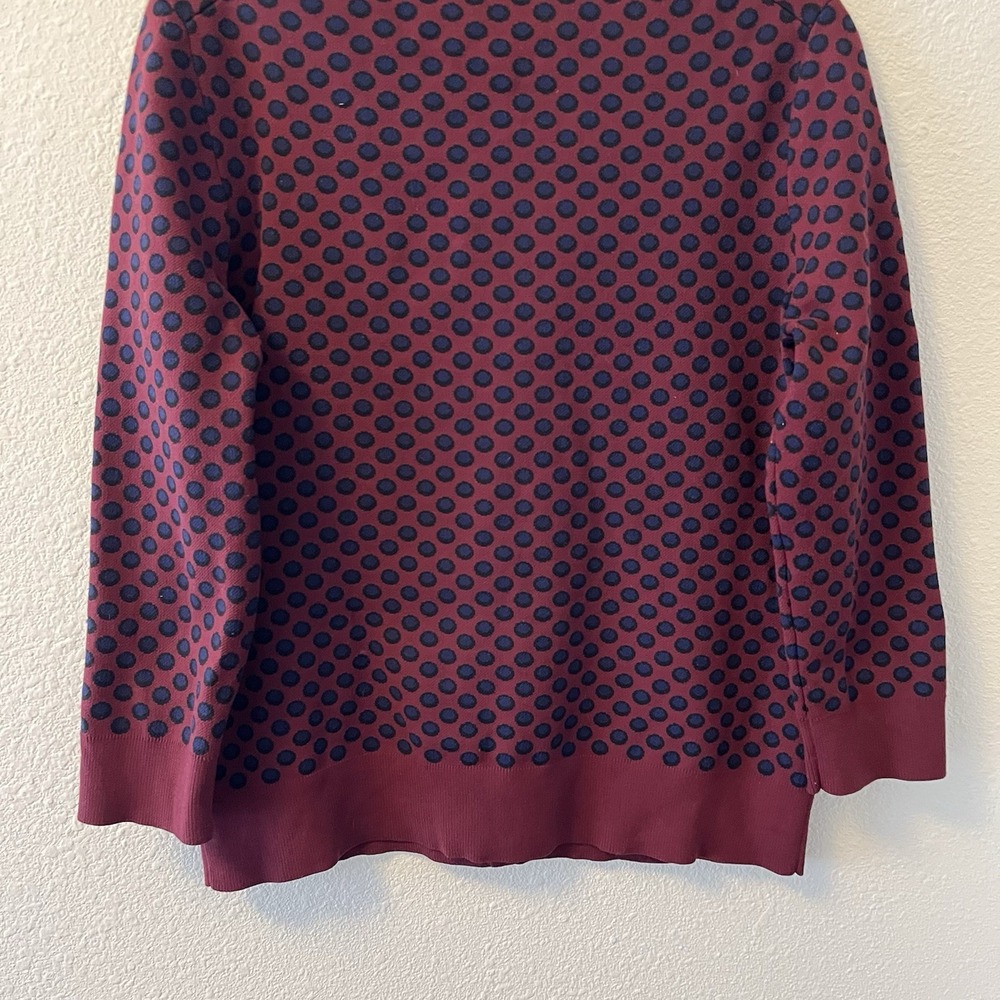 Ann Taylor Burgundy and Navy Polka Dot Cardigan - Picture 10 of 13